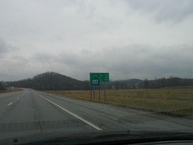 John Y. Brown, Jr. AA Highway sign just west of the eastern terminus of KY 9 (January 3, 2003)