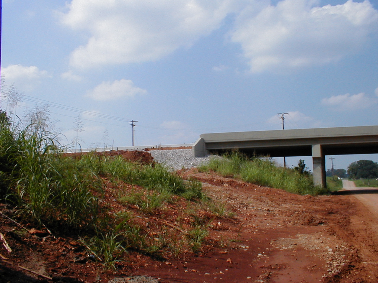 This shows one end of the south bound bridge. This picture is taken on the side with new lanes.