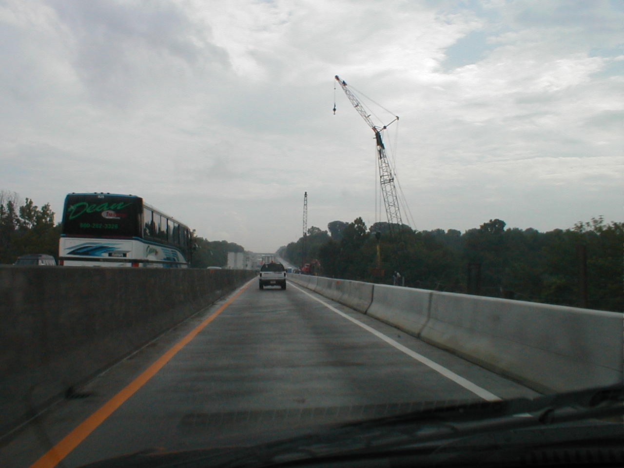 In the right lane of traffic during the unusual traffic split on a bridge over the Barren River.