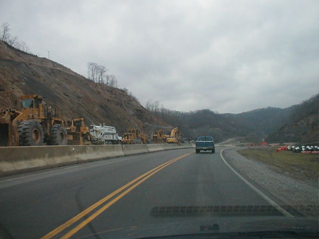 Construction equipment along KY 645 in Martin County (January 3, 2003)