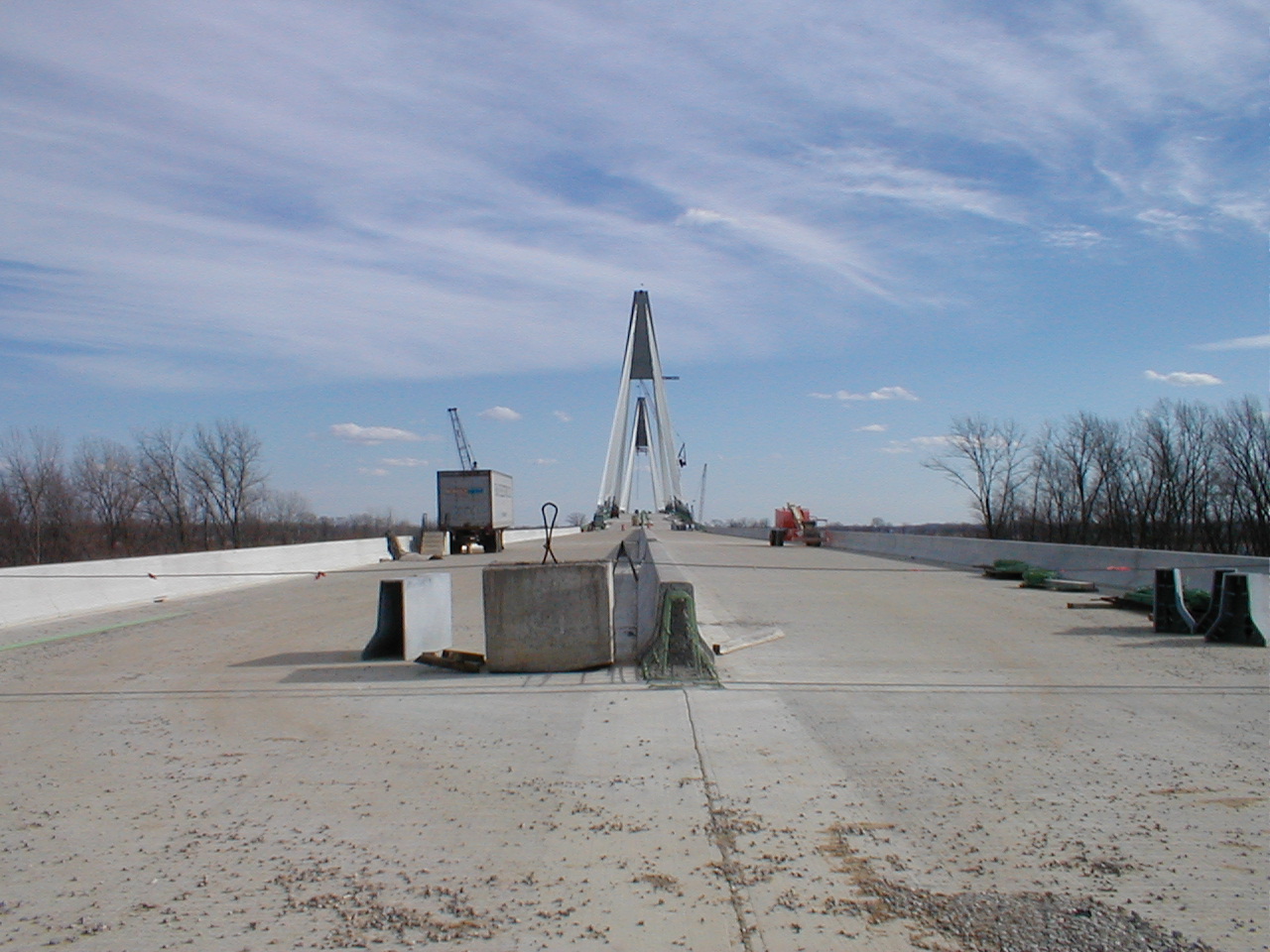 A view of the deck of the bridge from the Indiana side.