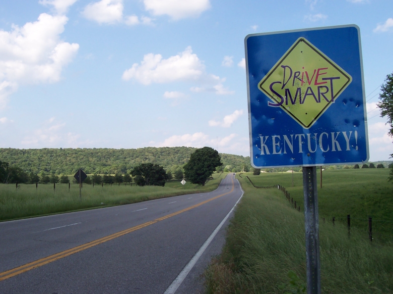 Sign encouraging Kentuckians to drive smartly.