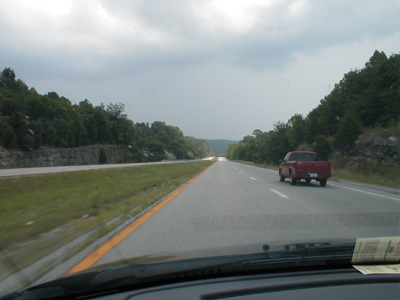 Descending into a valley in eastern Adair County.