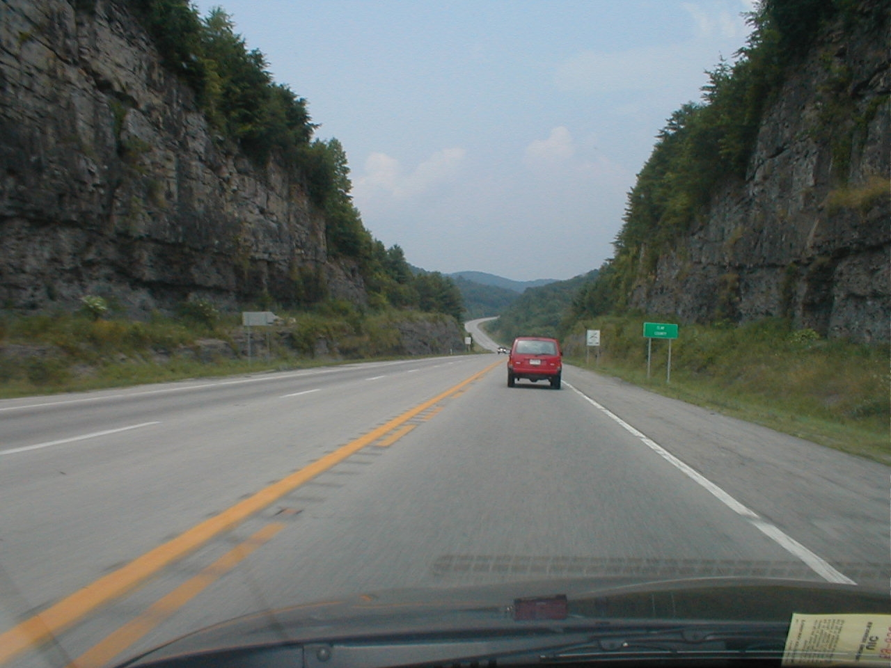 Entering Clay County through a large rock cut.
