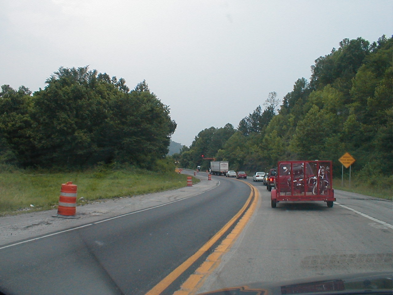 Temporary stop light at a bridge reconstruction project near Manchester.