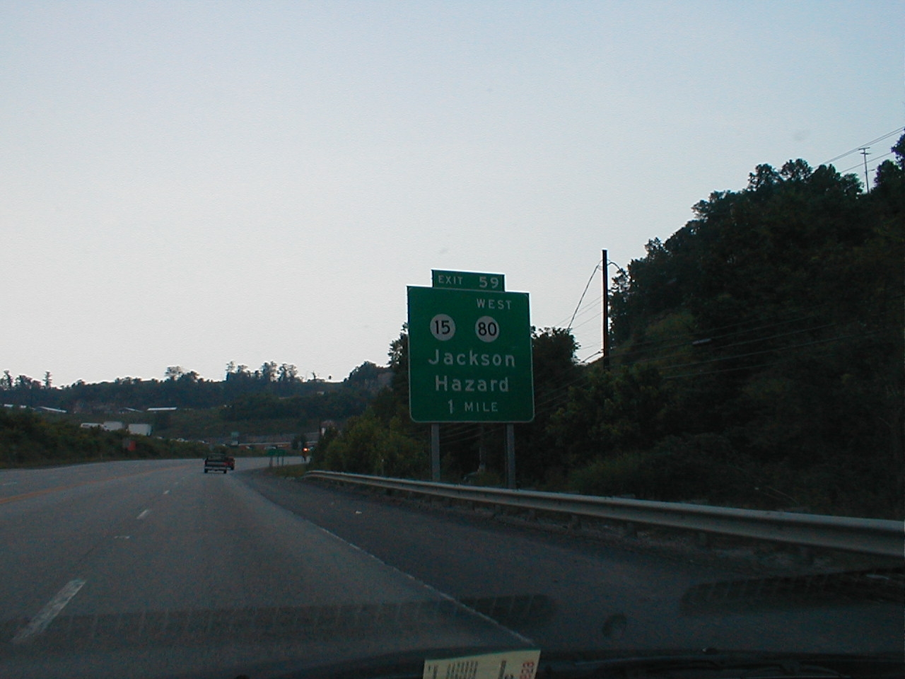 Signage for the parkway's last exit heading east bound in Hazard.