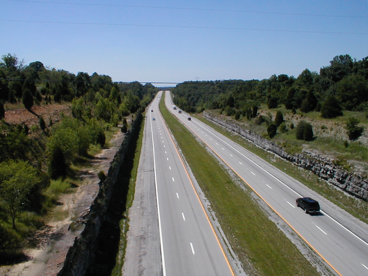 From the top of the bridge looking north over the parkway.

