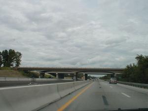 The old and new KY 234 bridges at the then future Exit 26. (August 15, 2002)