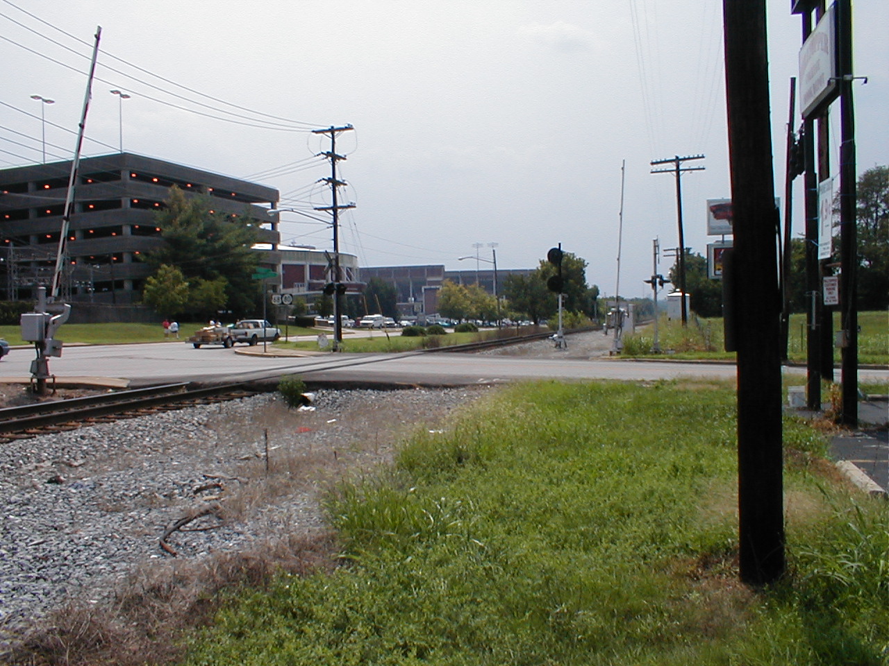 Shows the highway and railroad tracks over which the pedestrian bridge will be built.