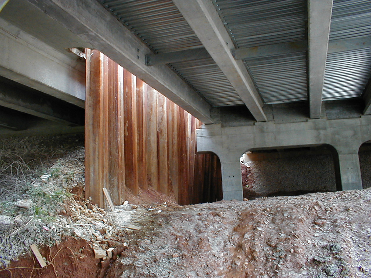 This shows the division between the new roadbed and the old roadbed.