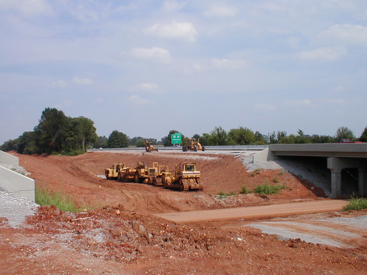 A view of the north bound lanes from the south bound bridge.