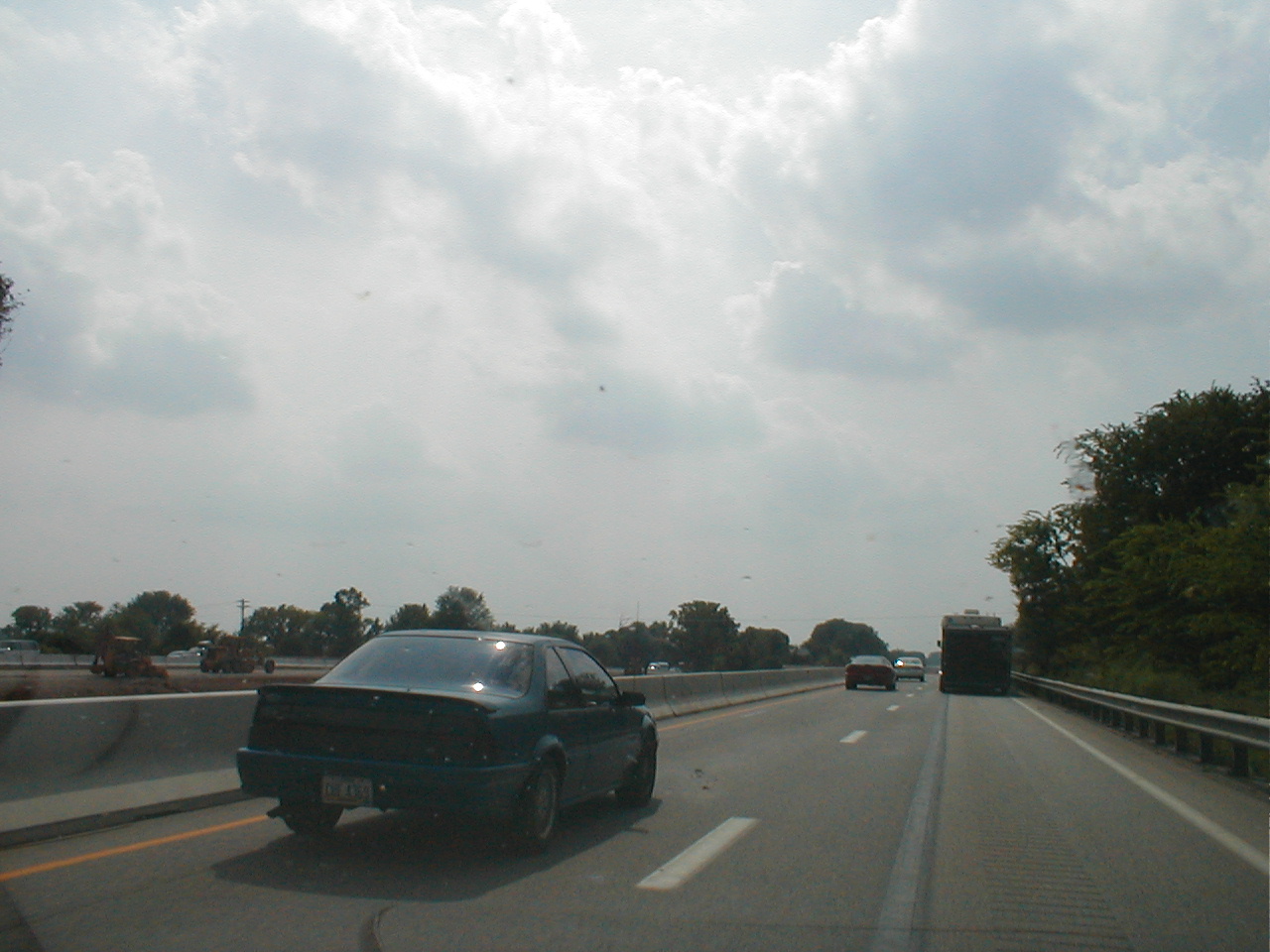 Shows the view of the construction project while traveling on I-65.