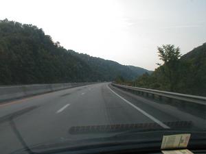 Work to widen I-75 just north of the Rockcastle River in Rockcastle County. (July 5, 2003)