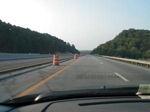 Work to widen I-75 in northern Rockcastle County. (July 5, 2003)