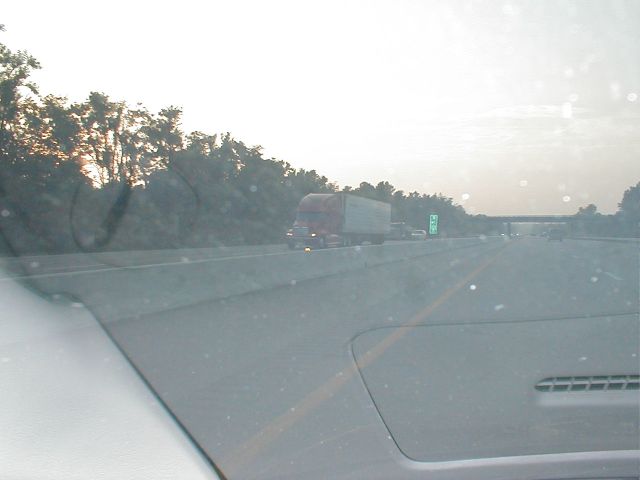 Fayette County uses green backgrounds for two-tenth mile markers; instead if the blue background used elsewhere. (July 5, 2003)