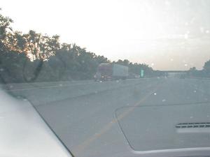 Fayette County uses green backgrounds for two-tenth mile markers; instead if the blue background used elsewhere. (July 5, 2003)