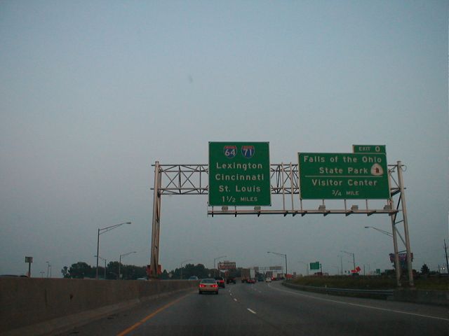 Entering the I-65 John F. Kennedy Bridge over the Ohio River at Louisville from the Indiana side.