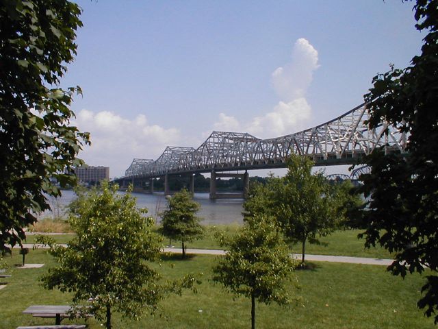 The I-65 John F. Kennedy Bridge over the Ohio River at Louisville viewed from Louisville's Waterfront Park