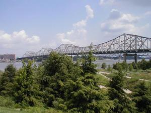 The I-65 John F. Kennedy Bridge over the Ohio River at Louisville viewed from Louisville's Waterfront Park