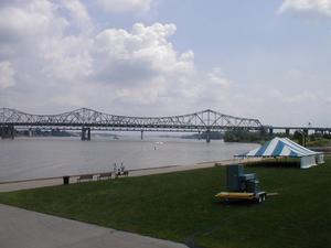 The I-65 John F. Kennedy Bridge over the Ohio River at Louisville viewed from Louisville's Waterfront Park