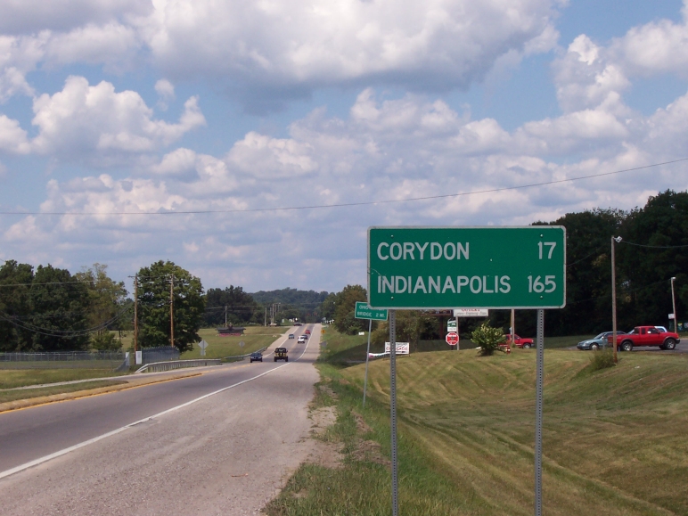 Signage near the Matthew E. Welsh Bridge over the Ohio River (Aug. 15, 2004).