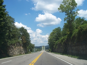 Approaching the Matthew E. Welsh Bridge over the Ohio River (Aug. 15, 2004).