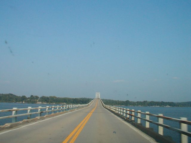 Heading east on the Henry R. Lawrence Memorial Bridge, the US 68/KY 80 bridge over Lake Barkley