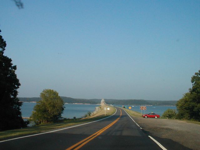 Approaching the US 68/KY 80 Eggner's Ferry Bridge over Kentucky Lake from the west.