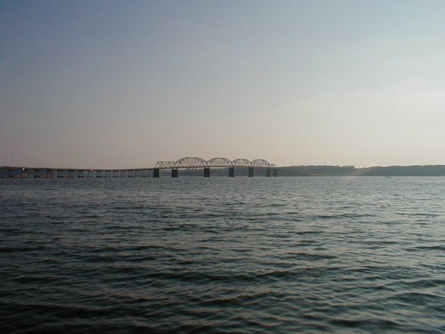 US 68/KY 80 Eggner's Ferry Bridge over Kentucky Lake viewed from the Land Between the Lakes.