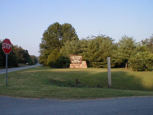 Western entrance to the Land Between the Lakes National Recreation Area on US 68/KY 80.