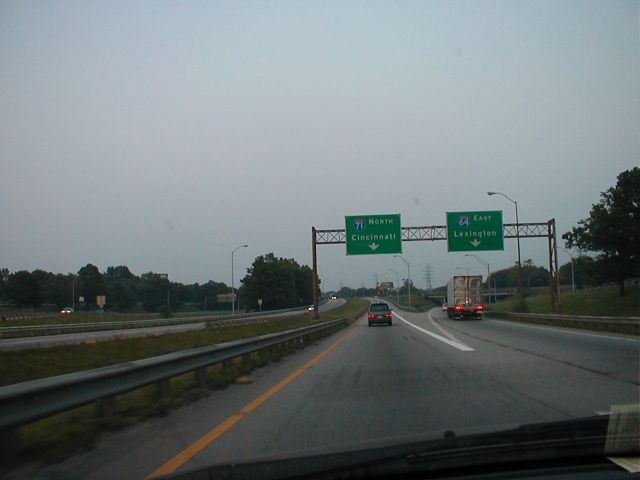 I-71 begins in the Spaghetti Junction interchange near downtown Louisville. (July 3, 2003)