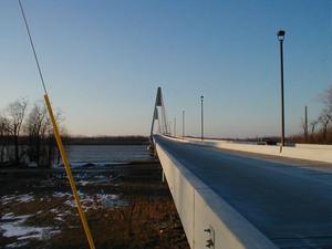 The William H. Natcher Bridge viewed from its landing on the Kentucky side. (February 8, 2003)