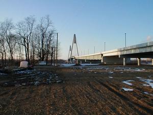 The William H. Natcher Bridge viewed from its landing on the Kentucky side. (February 8, 2003)