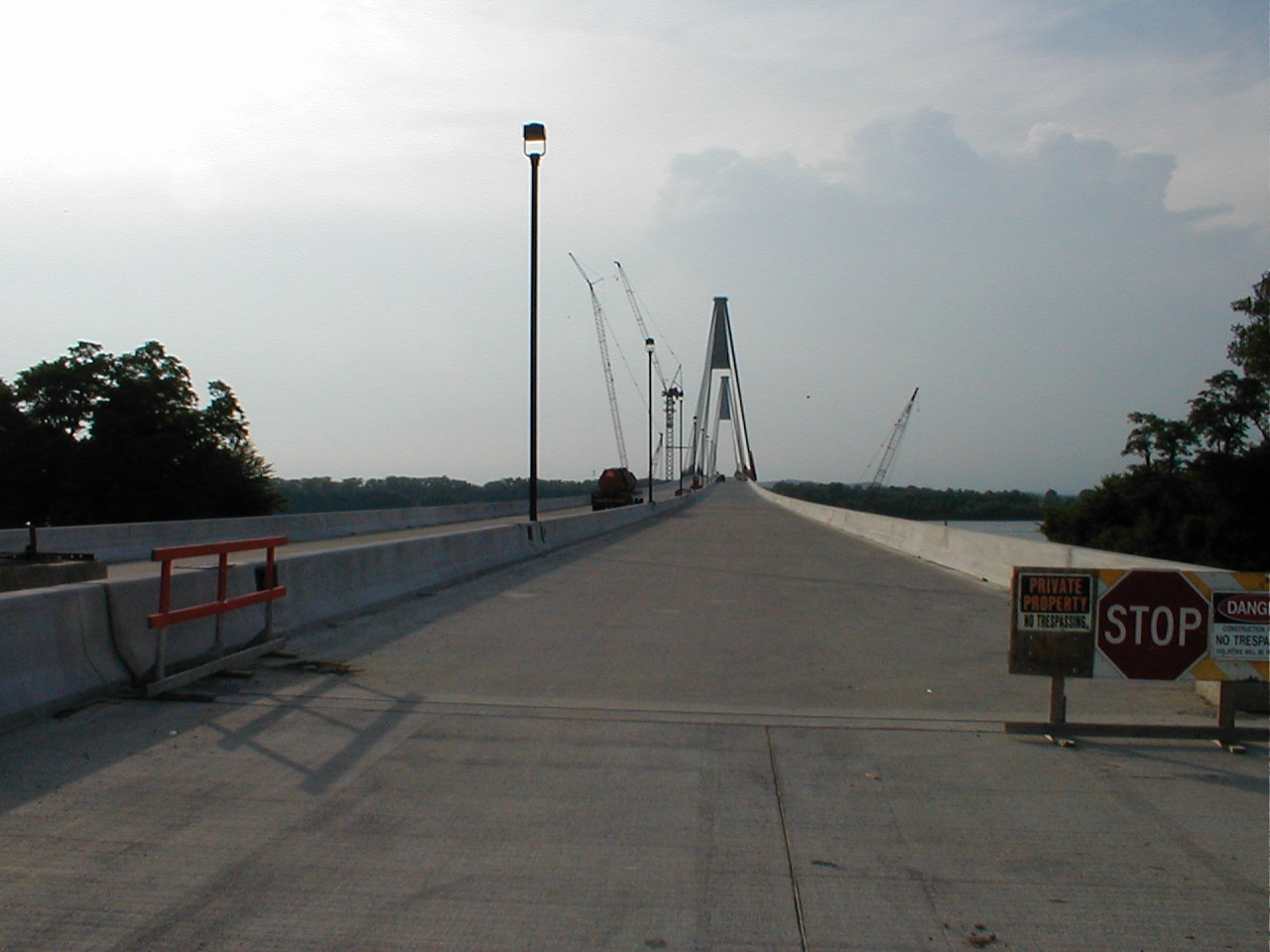 The deck of the bridge viewed from the Kentucky side.
