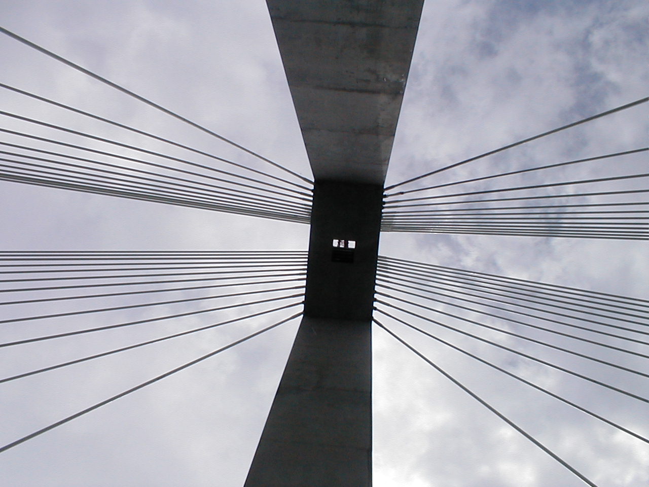 The south tower viewed from directly underneath.