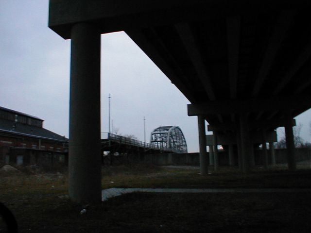 The Shortway Bridge viewed from underneath the new Licking Valley Girl Scout Bridge in Campbell County.