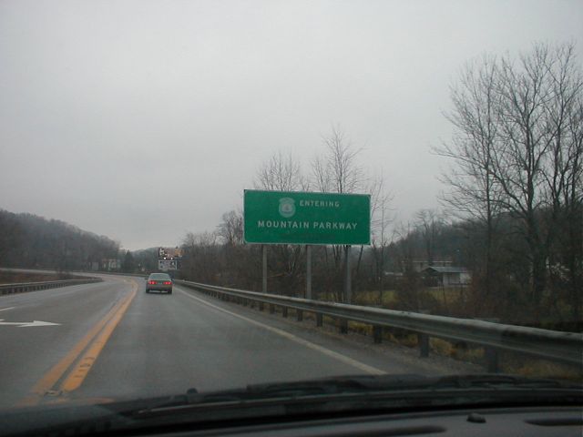 "Entering the Bert T. Combs Mountain Parkway" near Salyersville (January 3, 2003)