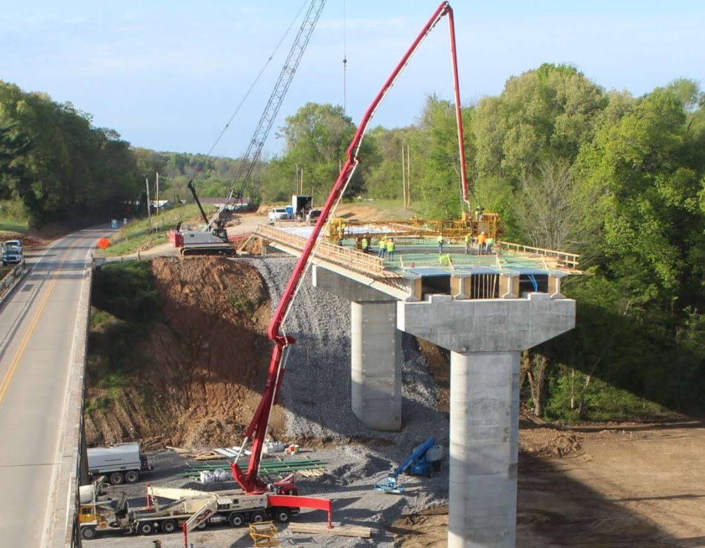 First Approach Deck Concrete Pour on New U.S. 60 Cumberland River Bridge at Smithland