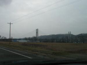 Looking towards the bridge from US 52-US 62-US 68 in Ohio north of the bridge.