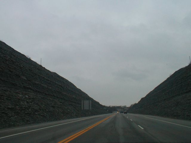 Climbing the hill south of the bridge.